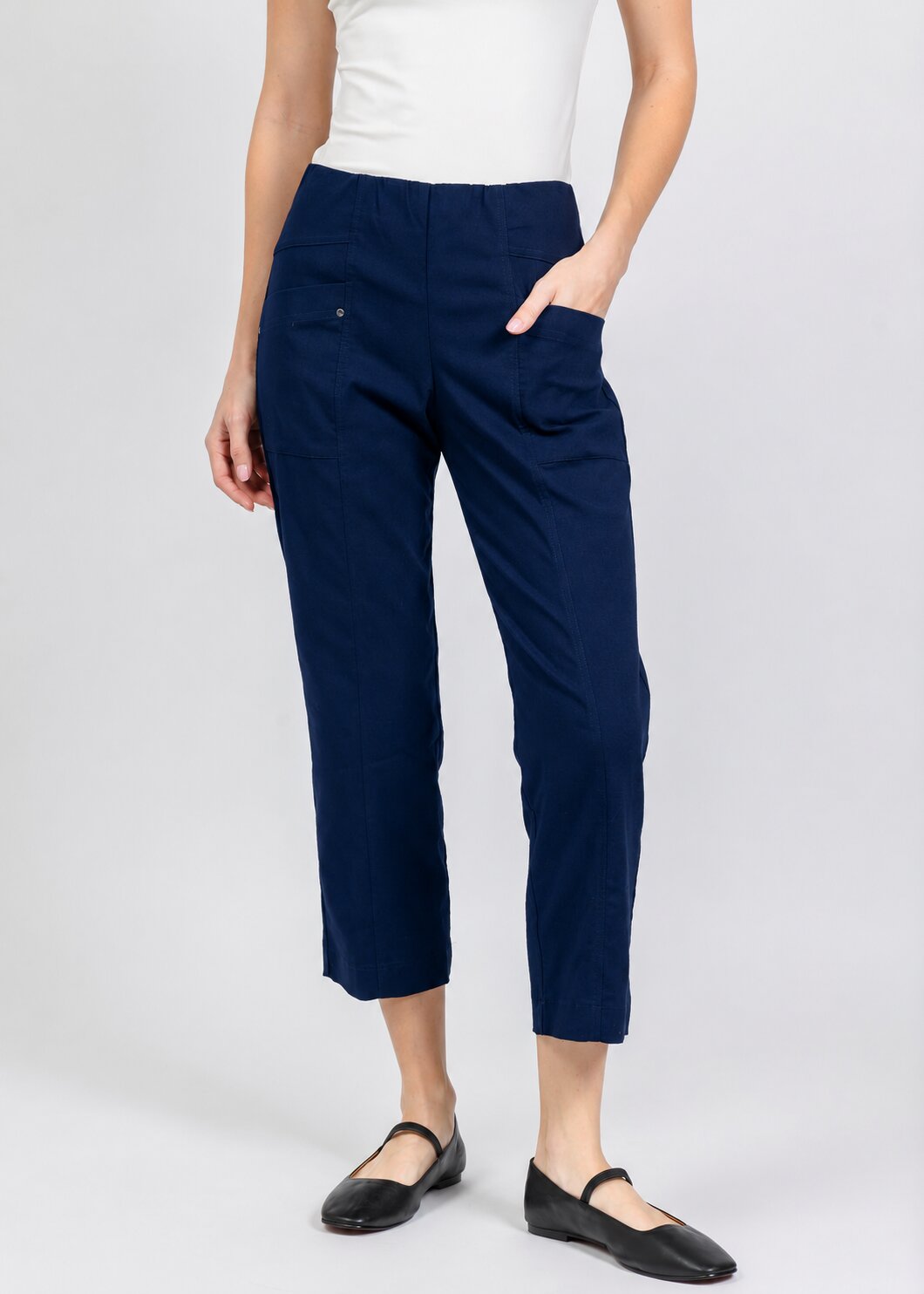 Elliott Lauren Control Stretch Cargo Pant in Petrol available at Barbara Katz