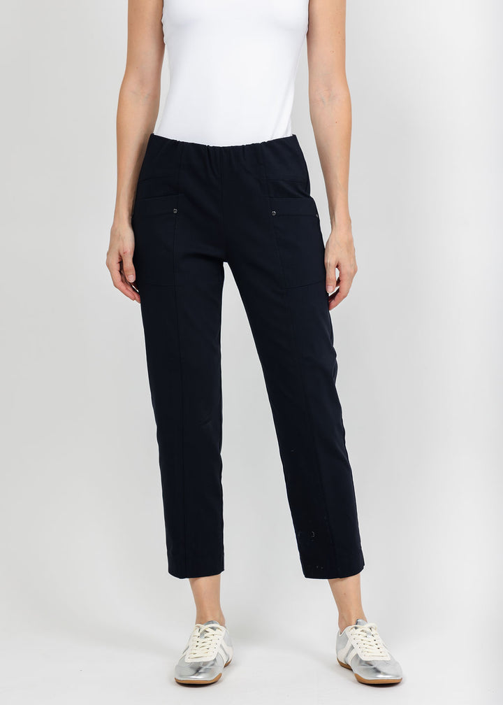 Elliott Lauren Control Stretch Cargo Pant in Navy available at Barbara Katz