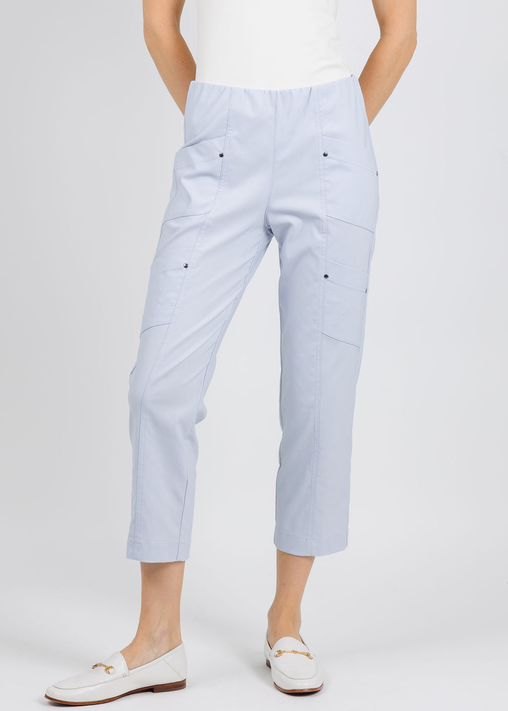 Elliott Lauren Control Stretch Cargo Pants in Frost available at Barbara Katz