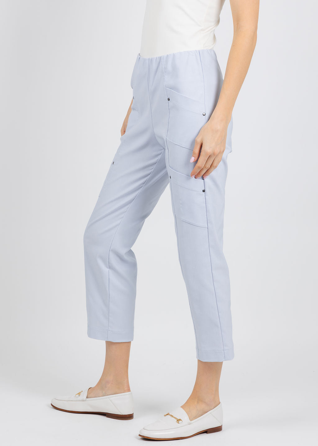 Elliott Lauren Control Stretch Cargo Pants in Frost available at Barbara Katz