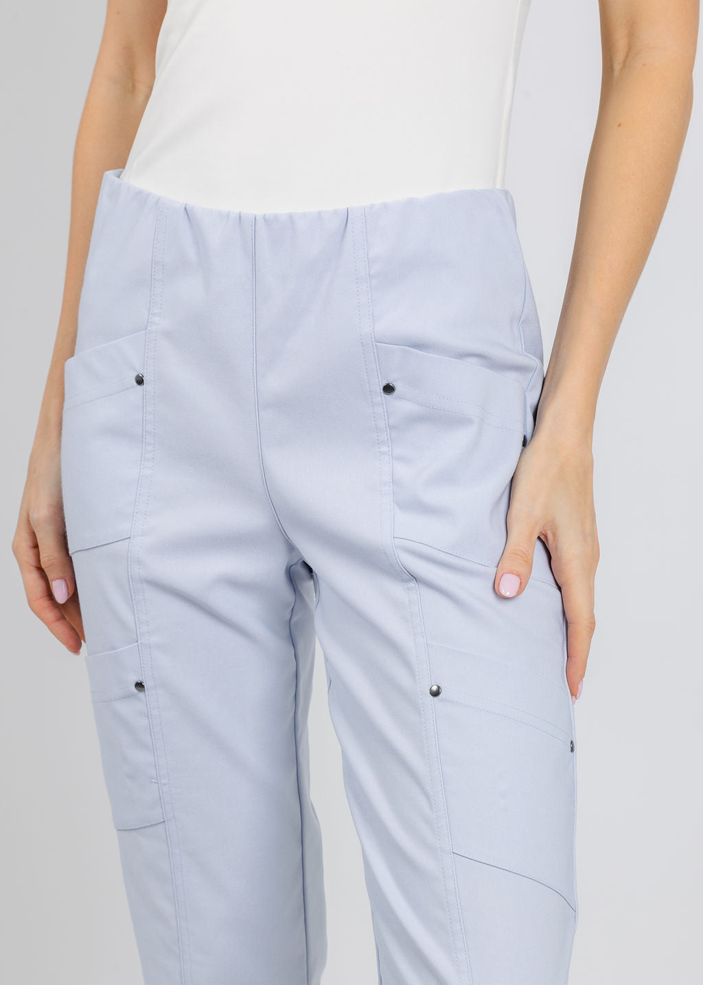 Elliott Lauren Control Stretch Cargo Pants in Frost available at Barbara Katz