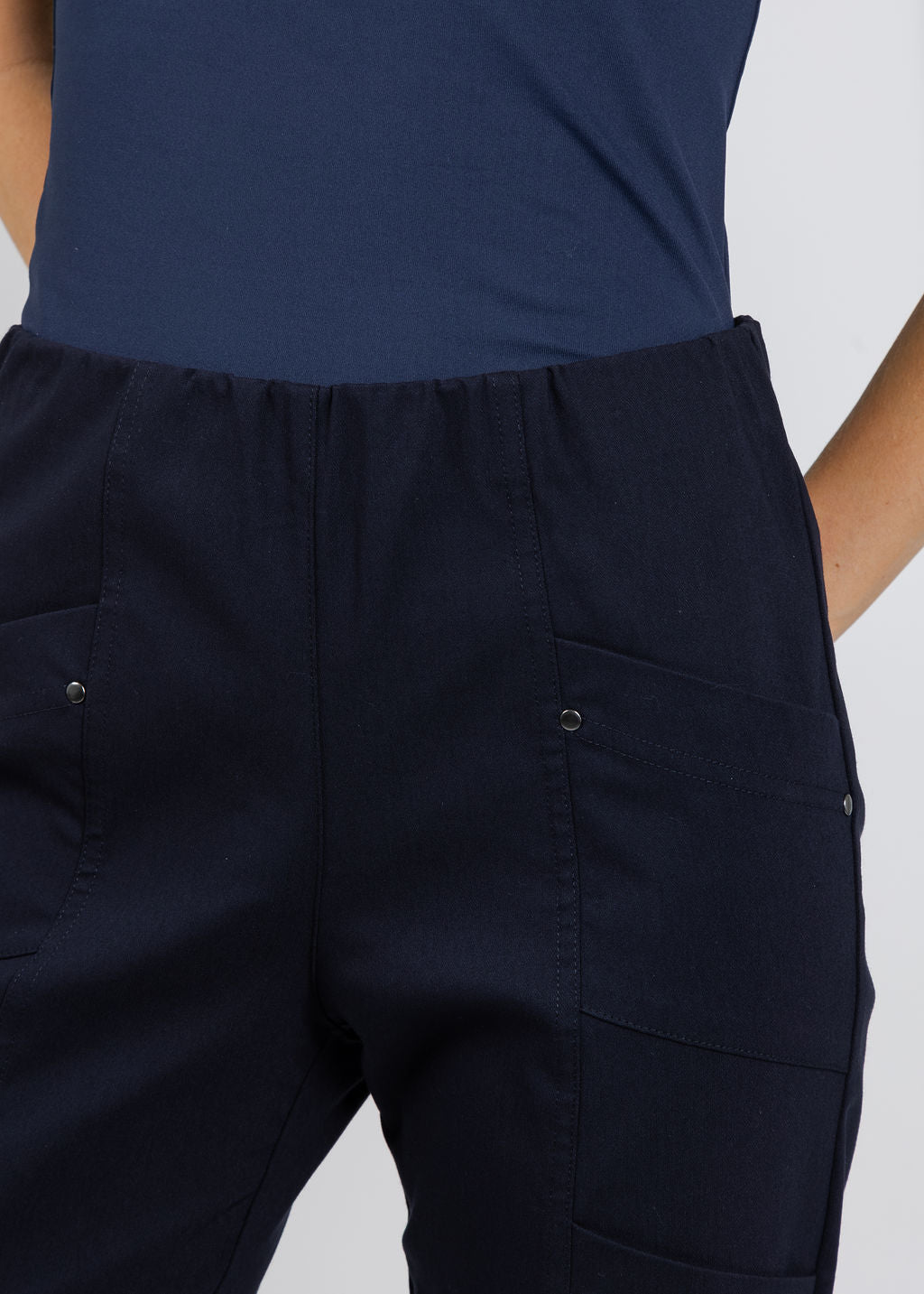 Elliott Lauren Control Stretch Cargo Pants in Navy available at Barbara Katz