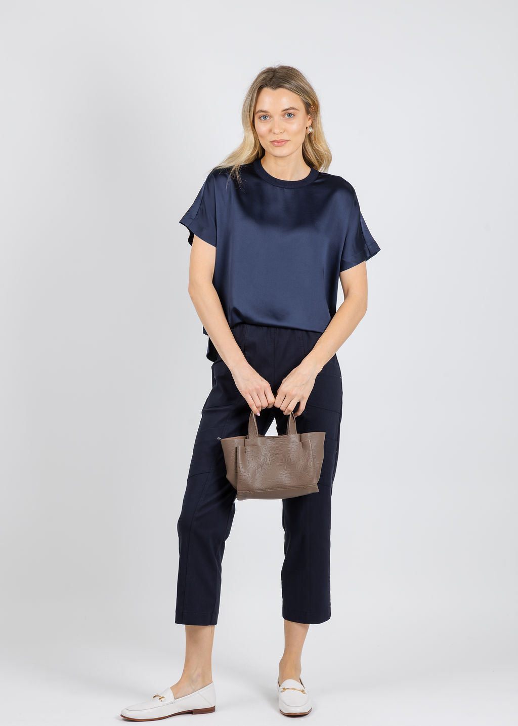 Elliott Lauren Control Stretch Cargo Pants in Navy available at Barbara Katz