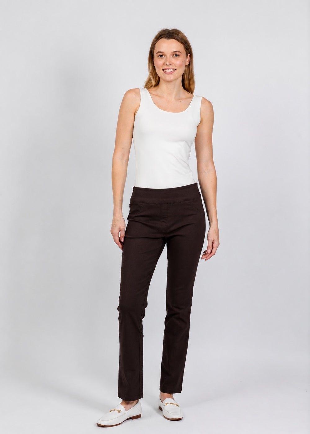 Elliott Lauren Control Stretch Faux Jean in Chocolate available at Barbara Katz