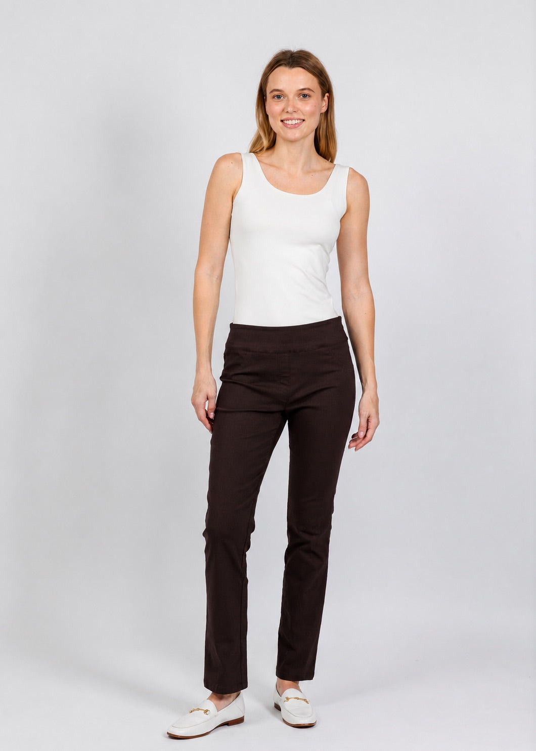 Elliott Lauren Control Stretch Faux Jean in Chocolate available at Barbara Katz