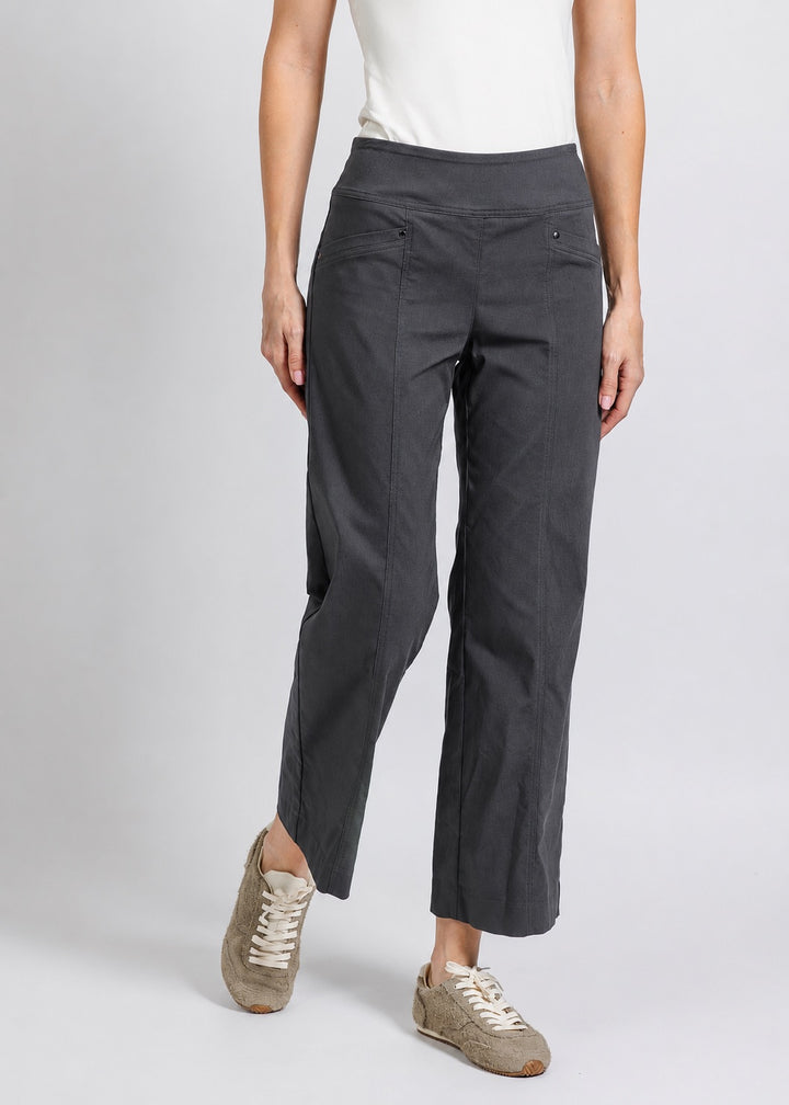 Elliott Lauren Control Stretch Wide Leg Pant With Grommet in Anthracite available at Barbara Katz