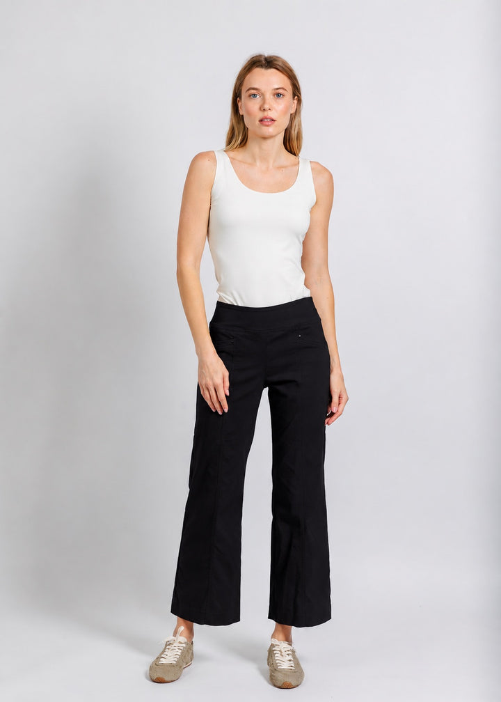 Elliott Lauren Control Stretch Wide Leg Pant With Grommet in Black available at Barbara Katz