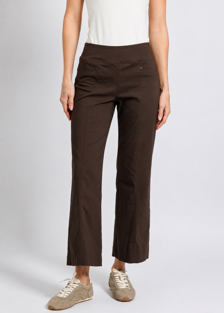 Elliott Lauren Control Stretch Wide Leg Pant With Grommet in Chocolate available at Barbara Katz