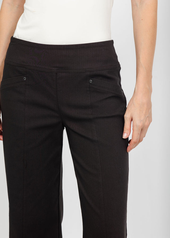 Elliott Lauren Control Stretch Wide Leg Pant With Grommet in Chocolate available at Barbara Katz