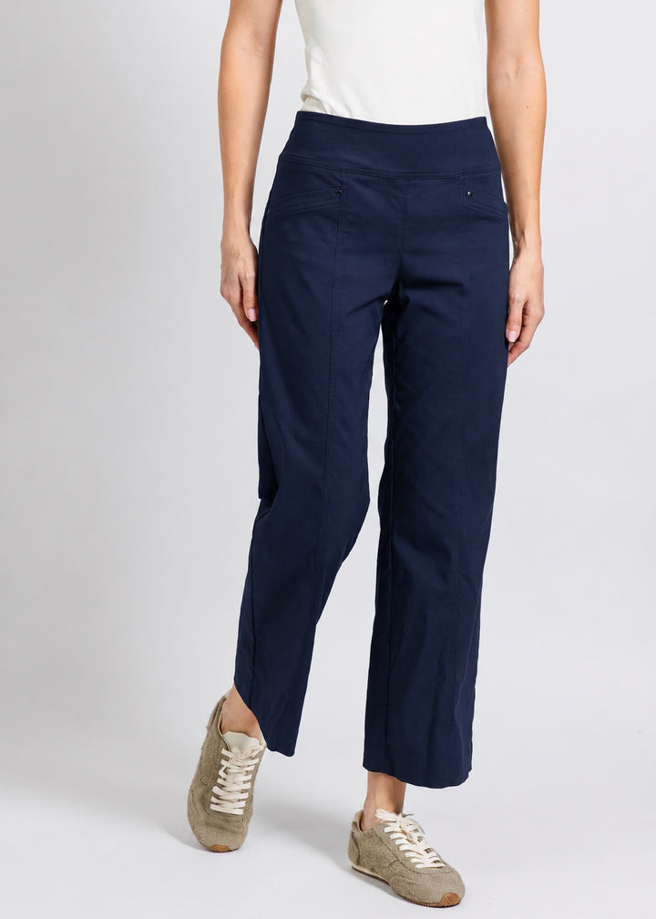 Elliott Lauren Control Stretch Wide Leg Pant With Grommet in Navy available at Barbara Katz