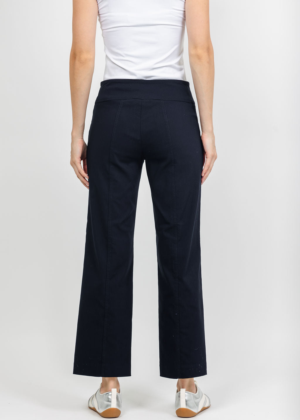 Elliott Lauren Control Stretch Wide Leg Pant With Grommet in Navy available at Barbara Katz