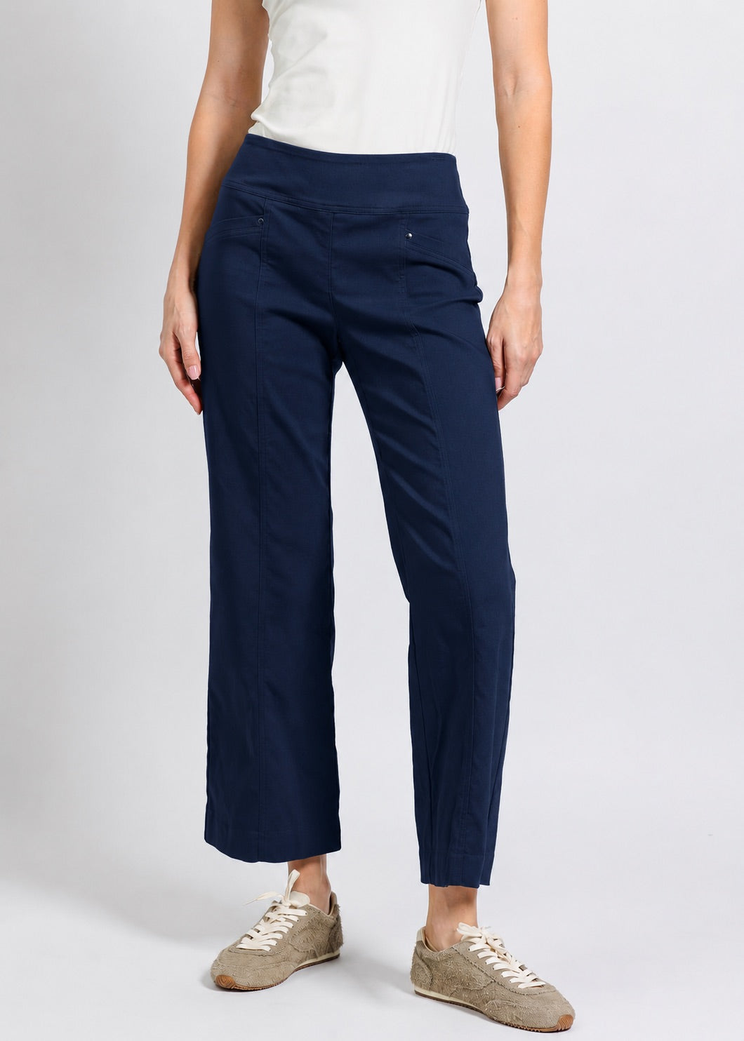 Elliott Lauren Control Stretch Wide Leg Pant With Grommet in Petrol available at Barbara Katz