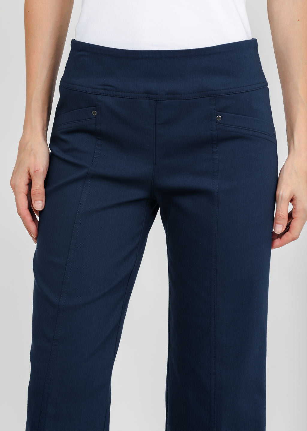 Elliott Lauren Control Stretch Wide Leg Pant With Grommet in Petrol available at Barbara Katz