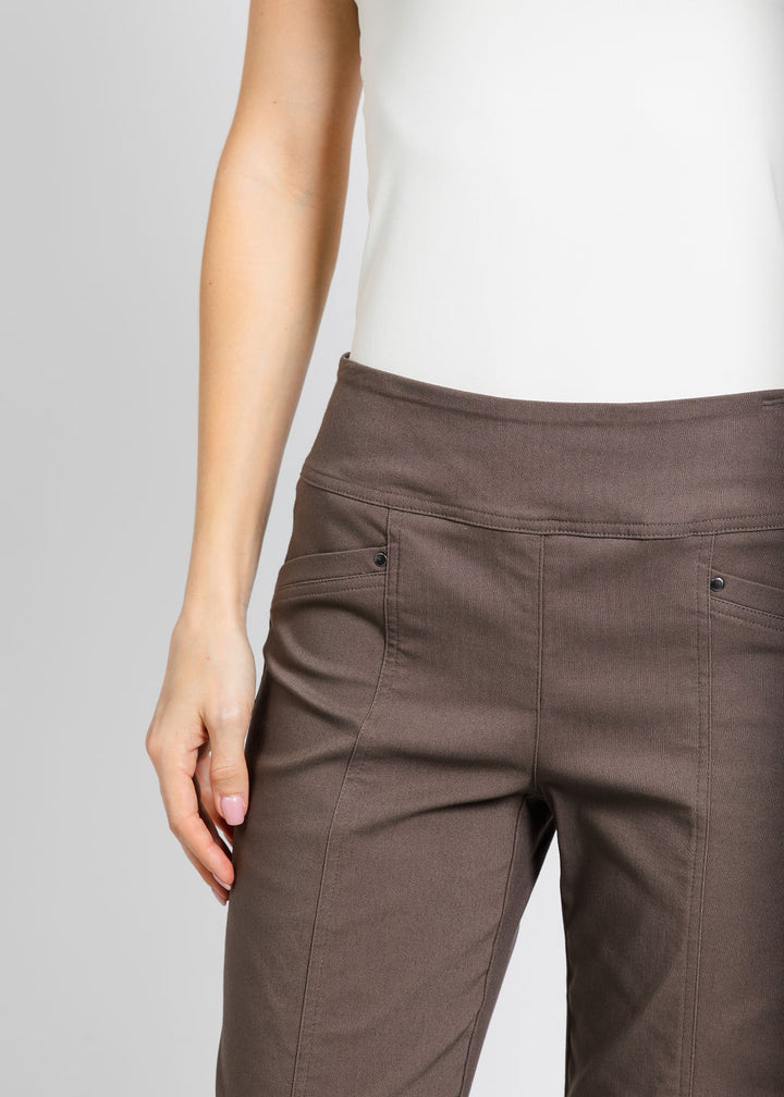 Elliott Lauren Control Stretch Wide Leg Pant With Grommet in Toast available at Barbara Katz
