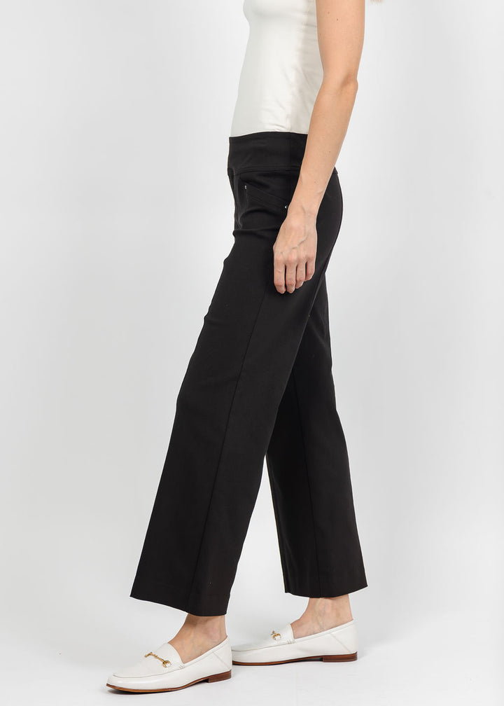 Elliott Lauren Control Stretch Wide Leg Pant With Grommet in Chocolate available at Barbara Katz