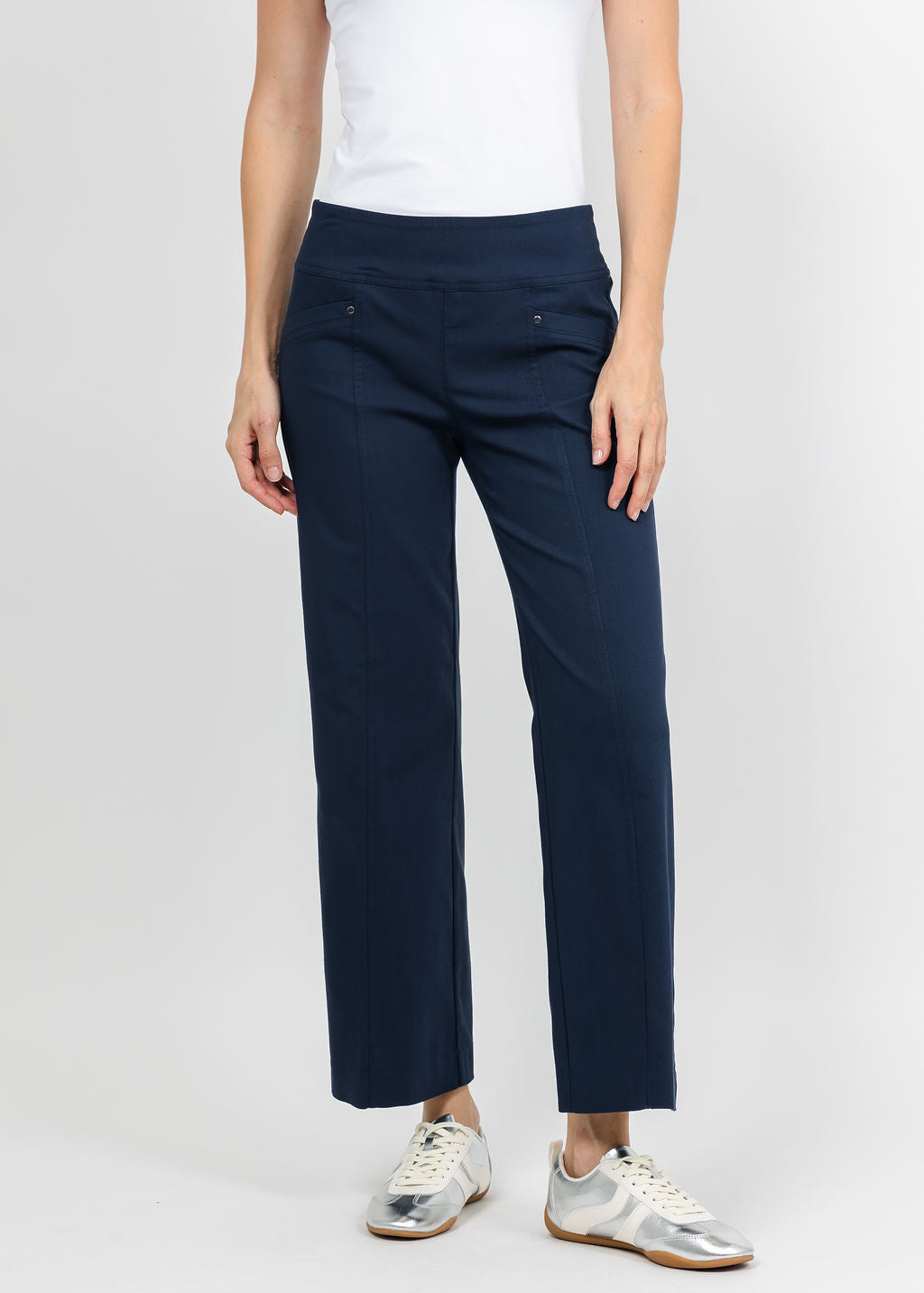 Elliott Lauren Control Stretch Wide Leg Pant With Grommet in Petrol available at Barbara Katz