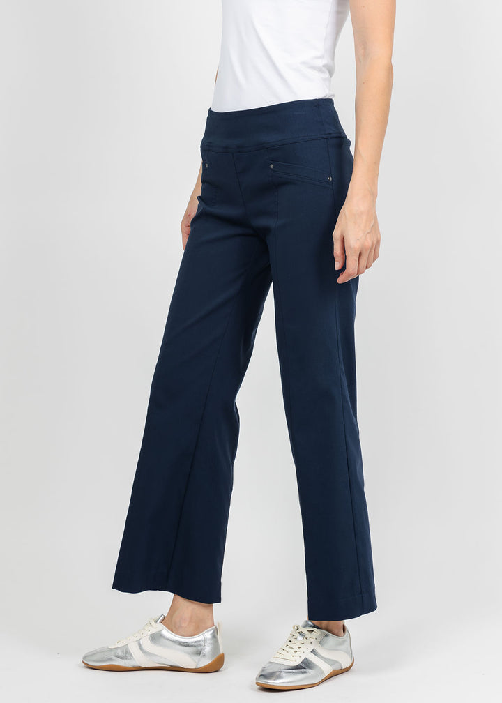 Elliott Lauren Control Stretch Wide Leg Pant With Grommet in Petrol available at Barbara Katz