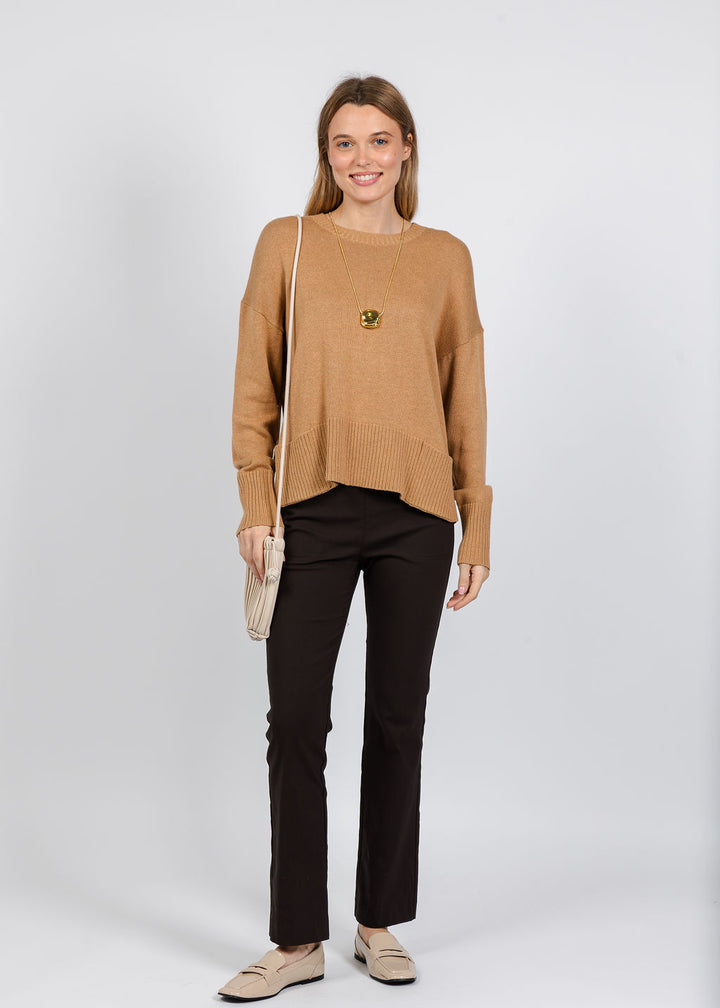 Elliott Lauren Crew Neck Pocket Sweater in Camel available at Barbara Katz