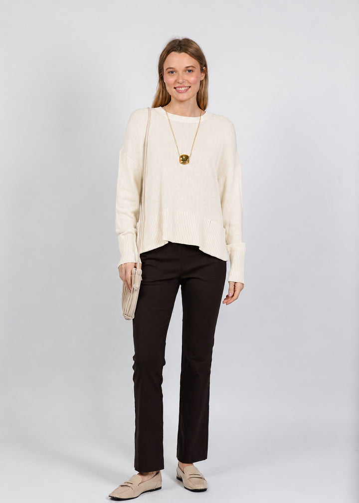 Elliott Lauren Crew Neck Pocket Sweater in Ivory available at Barbara Katz