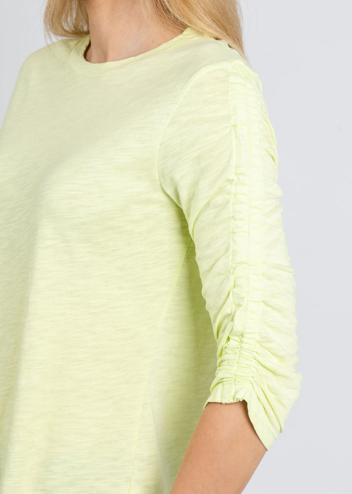 Elliott Lauren Crissy Crew Neck Ruched Sleeve Tee in Mojito available at Barbara Katz