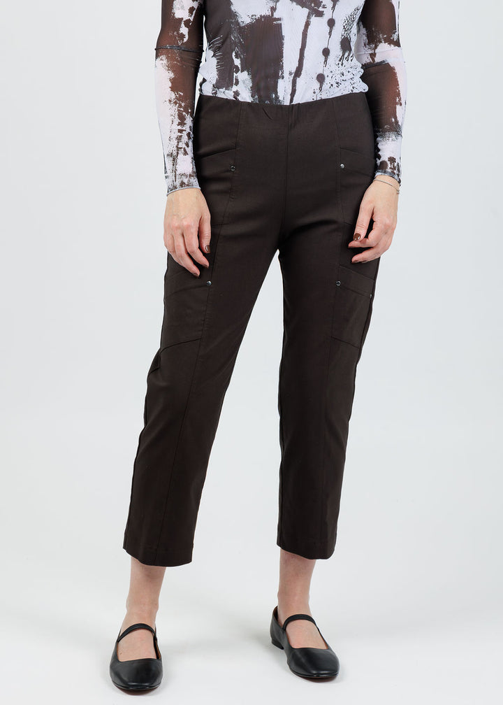 Elliott Lauren FW 25 Crop Cargo Pants in Chocolate available at Barbara Katz