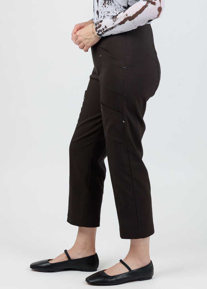 Elliott Lauren Crop Cargo Pants in Chocolate available at Barbara Katz