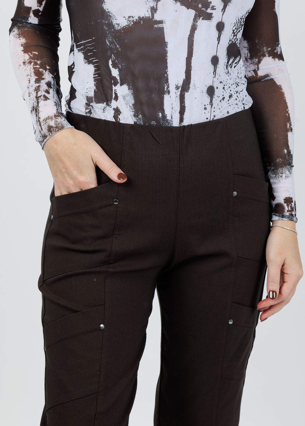 Elliott Lauren Crop Cargo Pants in Chocolate available at Barbara Katz