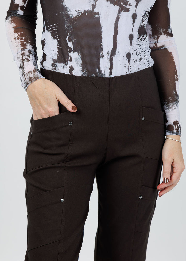 Elliott Lauren Crop Cargo Pants in Chocolate available at Barbara Katz