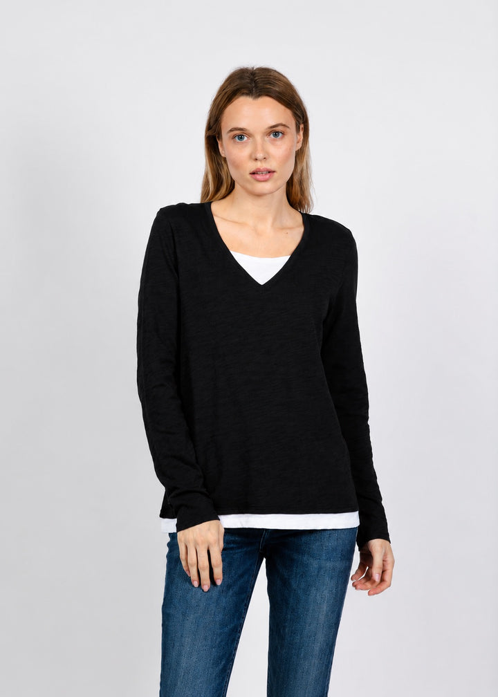 Elliott Lauren Darcy Double Layer Tee in Black available at Barbara Katz
