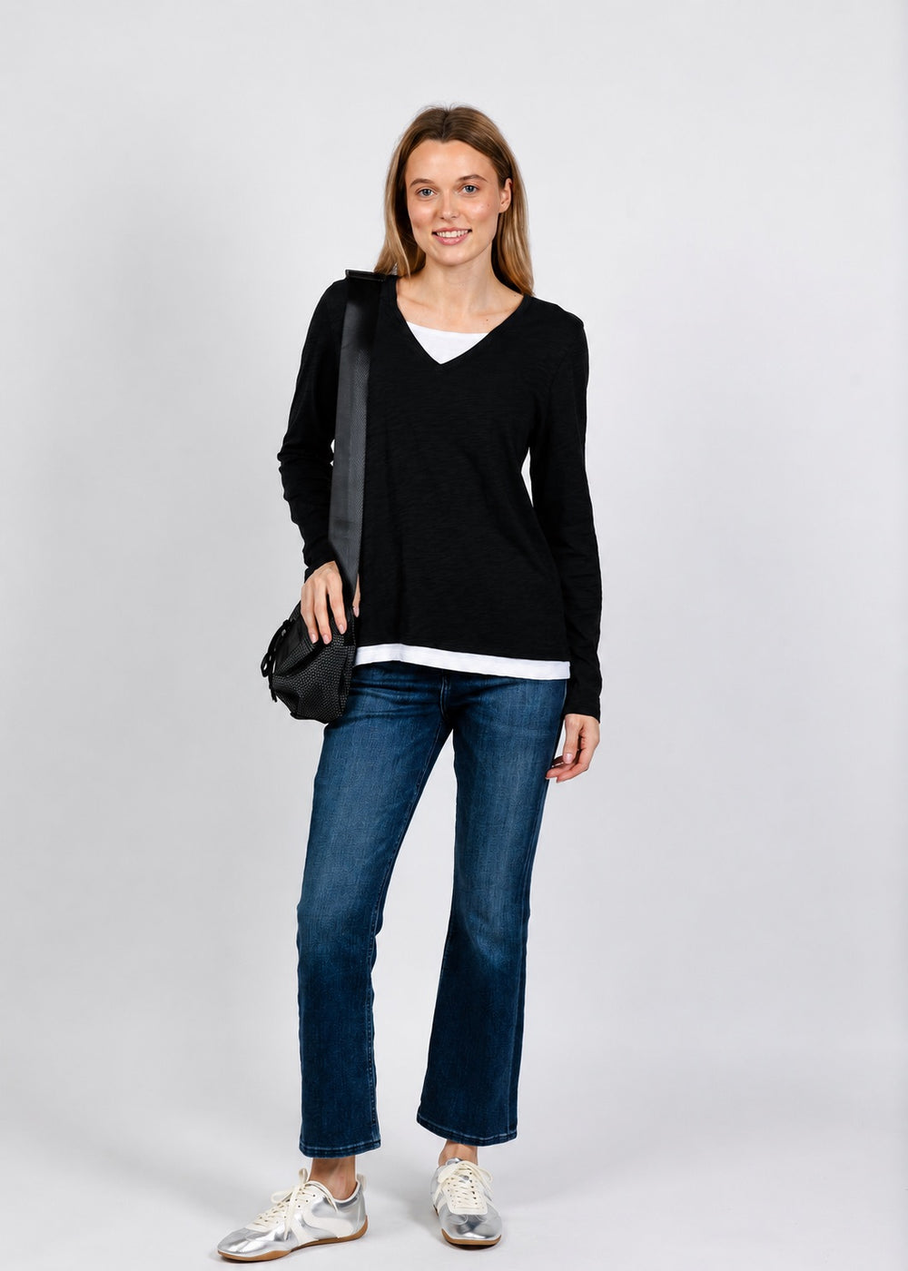 Elliott Lauren Darcy Double Layer Tee in Black available at Barbara Katz