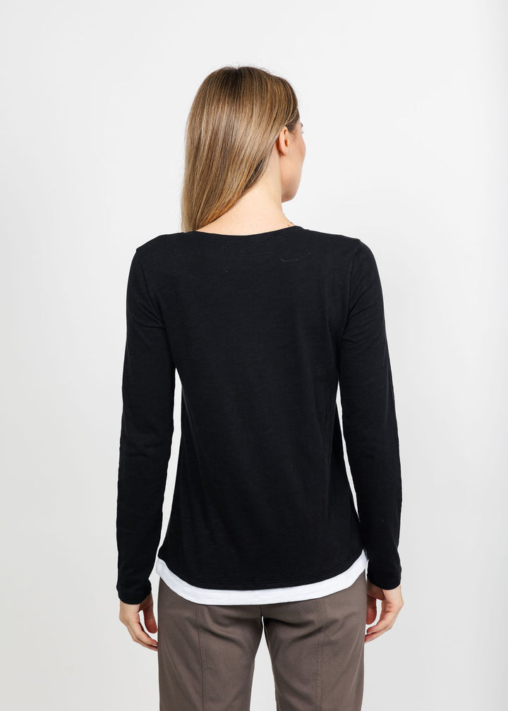 Elliott Lauren Darcy Double Layer Tee in Black available at Barbara Katz