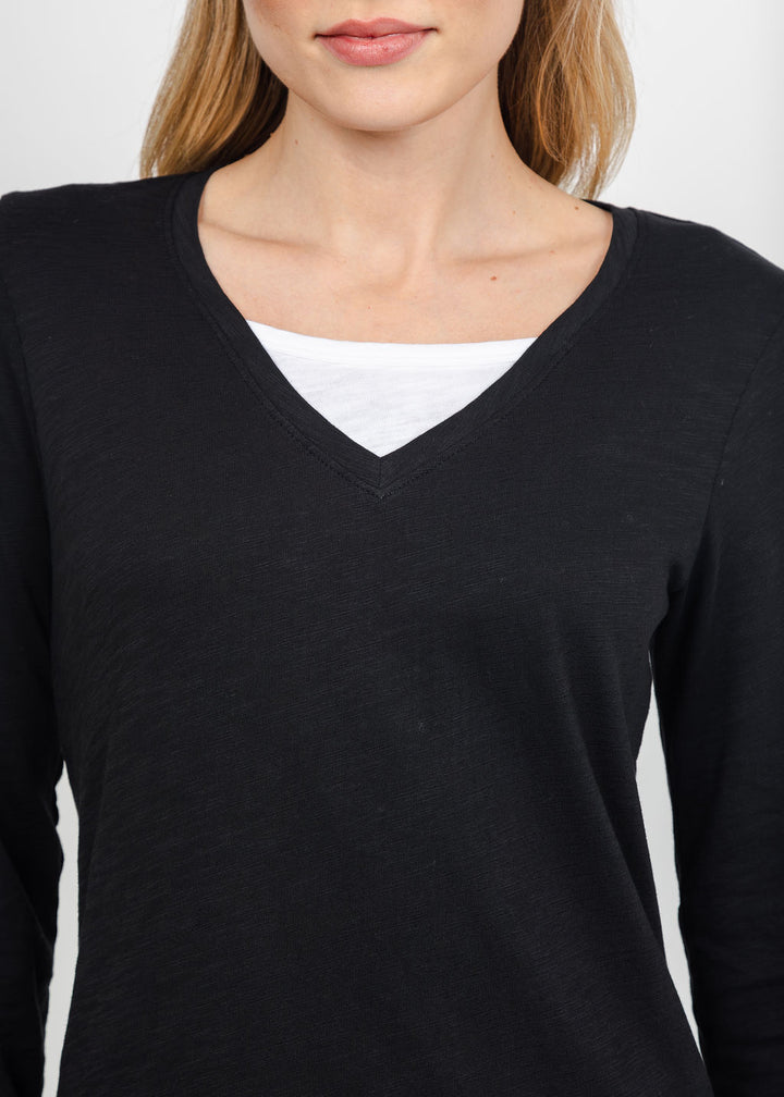 Elliott Lauren Darcy Double Layer Tee in Black available at Barbara Katz