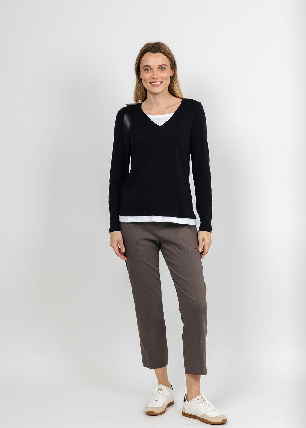 Elliott Lauren Darcy Double Layer Tee in Black available at Barbara Katz