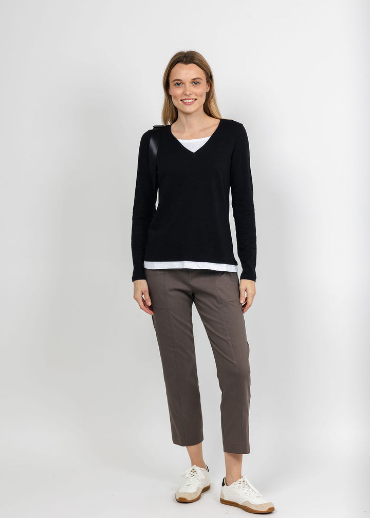 Elliott Lauren Darcy Double Layer Tee in Black available at Barbara Katz