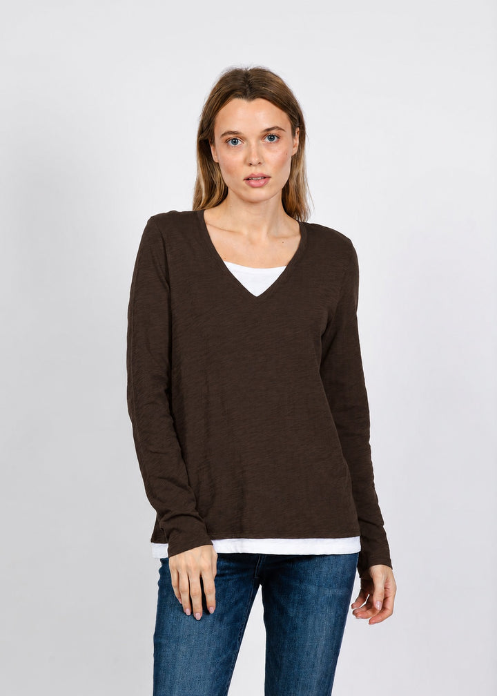Elliott Lauren Darcy Double Layer Tee in Chocolate available at Barbara Katz