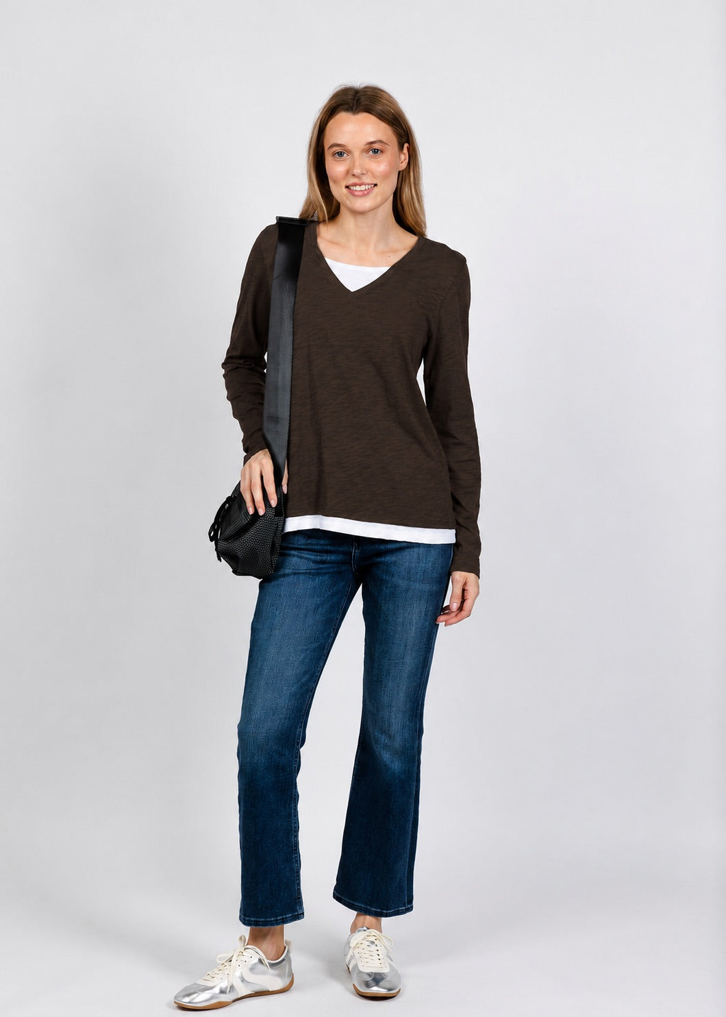 Elliott Lauren Darcy Double Layer Tee in Chocolate available at Barbara Katz
