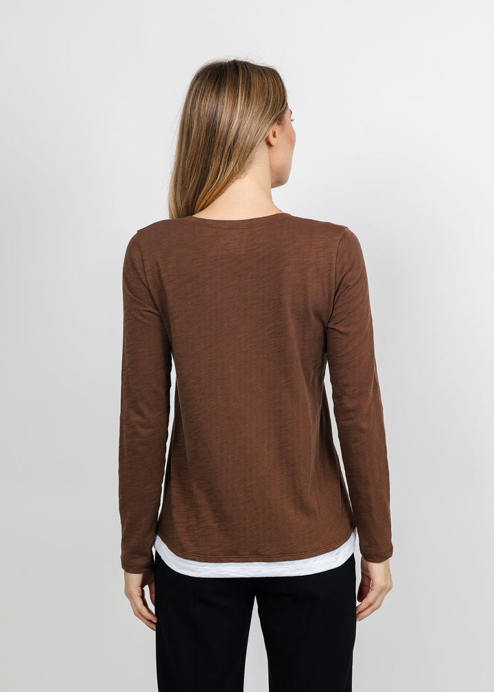 Elliott Lauren Darcy Double Layer Tee in Chocolate available at Barbara Katz