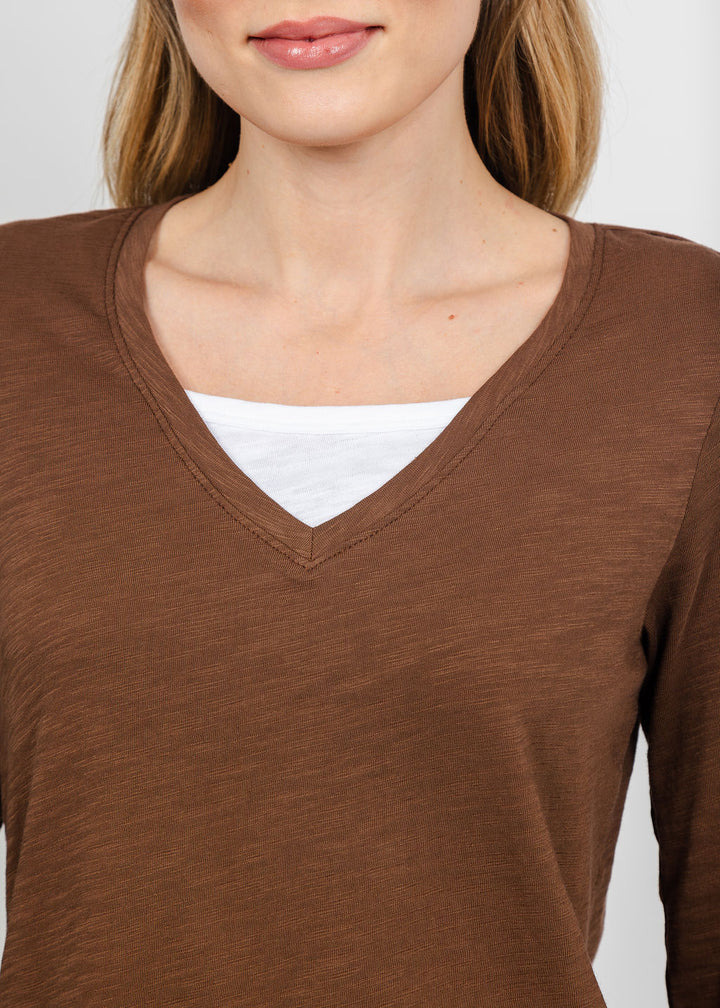 Elliott Lauren Darcy Double Layer Tee in Chocolate available at Barbara Katz