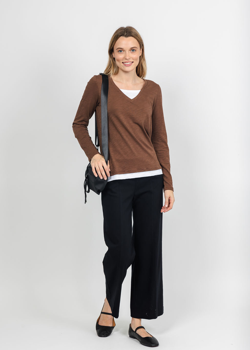 Elliott Lauren Darcy Double Layer Tee in Chocolate available at Barbara Katz