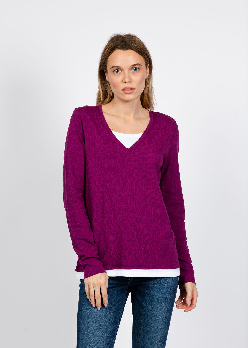 Elliott Lauren Darcy Double Layer Tee in Mulberry available at Barbara Katz