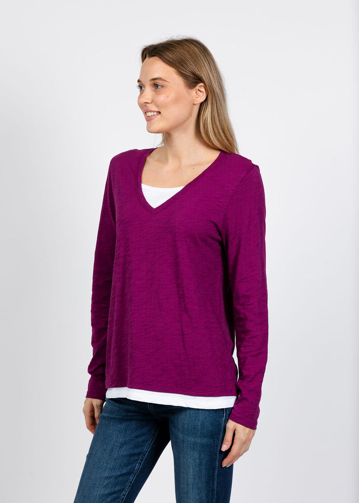 Elliott Lauren Darcy Double Layer Tee in Mulberry available at Barbara Katz