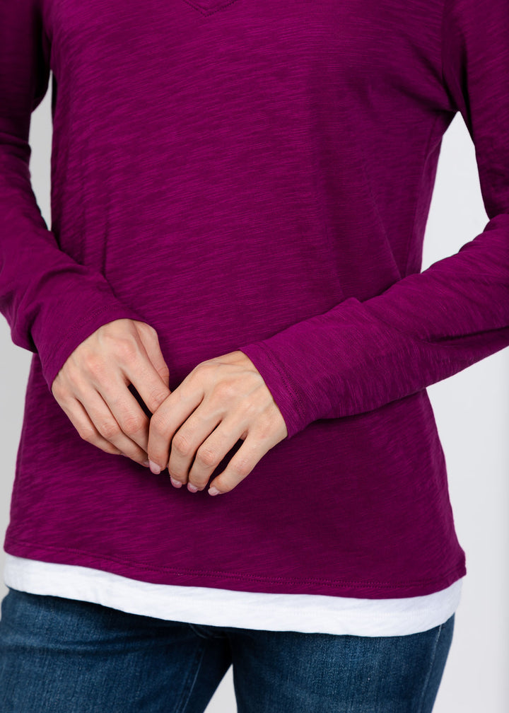 Elliott Lauren Darcy Double Layer Tee in Mulberry available at Barbara Katz