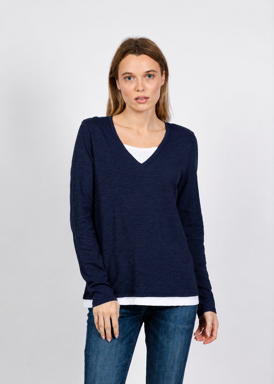Elliott Lauren Darcy Double Layer Tee in Navy available at Barbara Katz