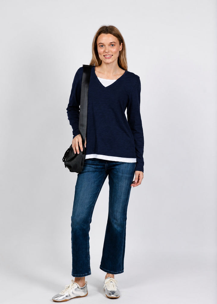 Elliott Lauren Darcy Double Layer Tee in Navy available at Barbara Katz