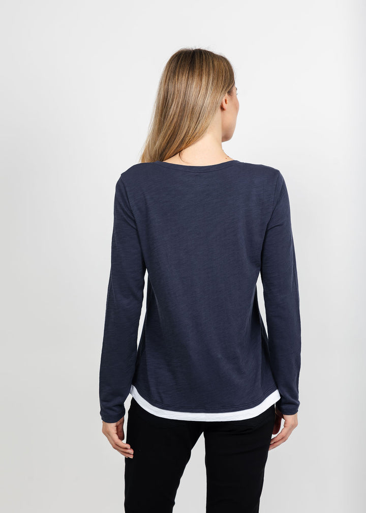 Elliott Lauren Darcy Double Layer Tee in Navy available at Barbara Katz