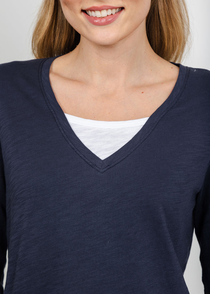 Elliott Lauren Darcy Double Layer Tee in Navy available at Barbara Katz