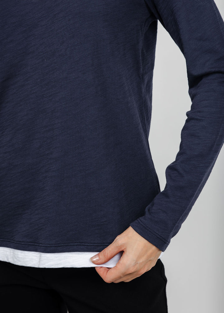 Elliott Lauren Darcy Double Layer Tee in Navy available at Barbara Katz
