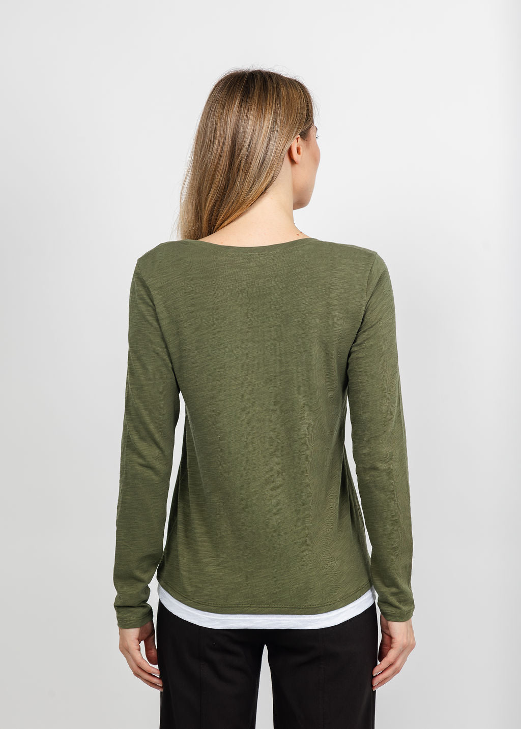 Elliott Lauren Darcy Double Layer Tee in Olive available at Barbara Katz