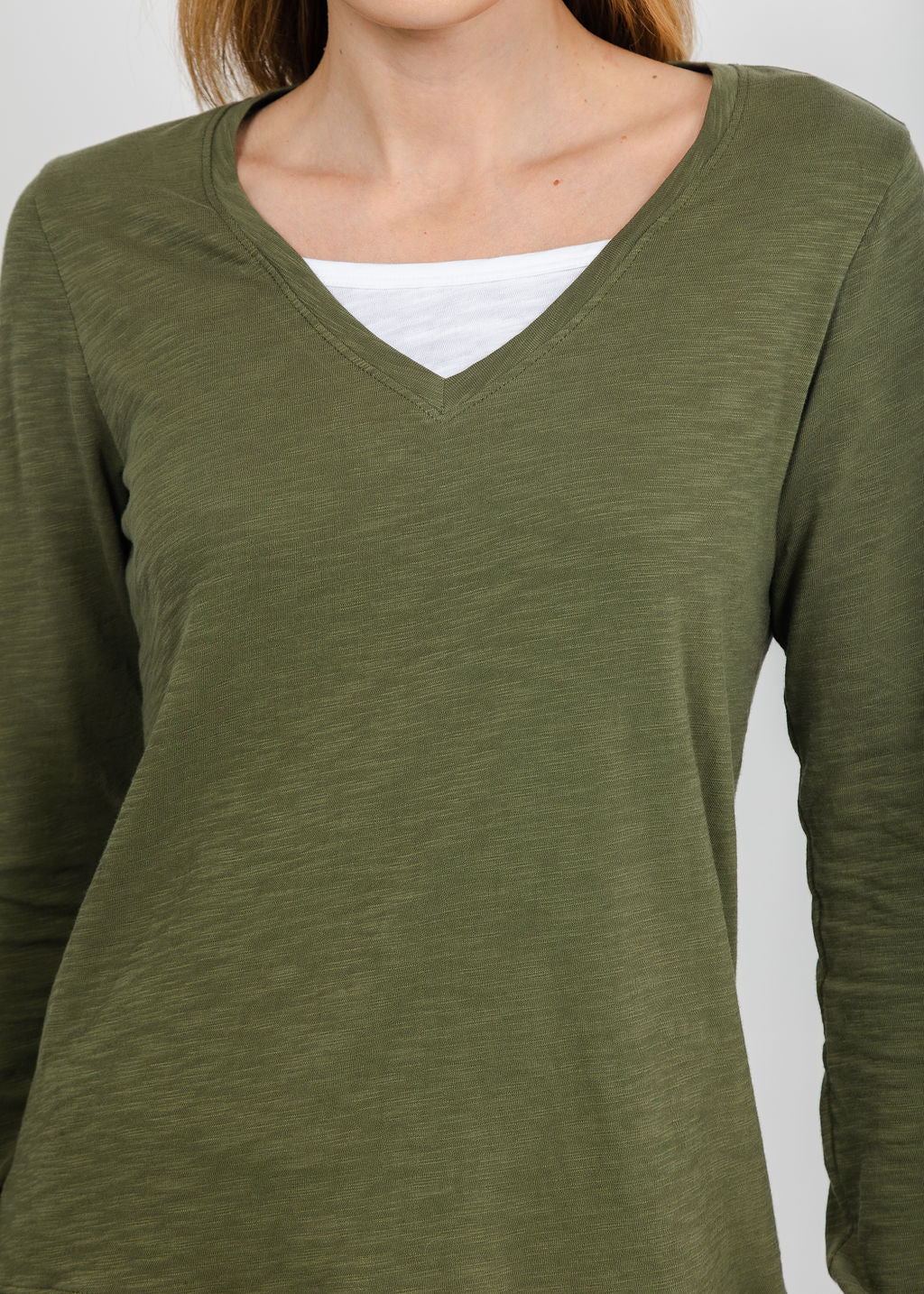 Elliott Lauren Darcy Double Layer Tee in Olive available at Barbara Katz