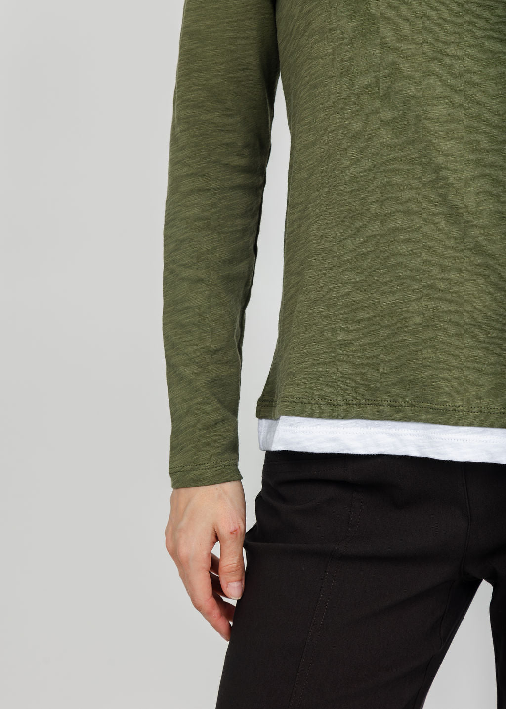 Elliott Lauren Darcy Double Layer Tee in Olive available at Barbara Katz